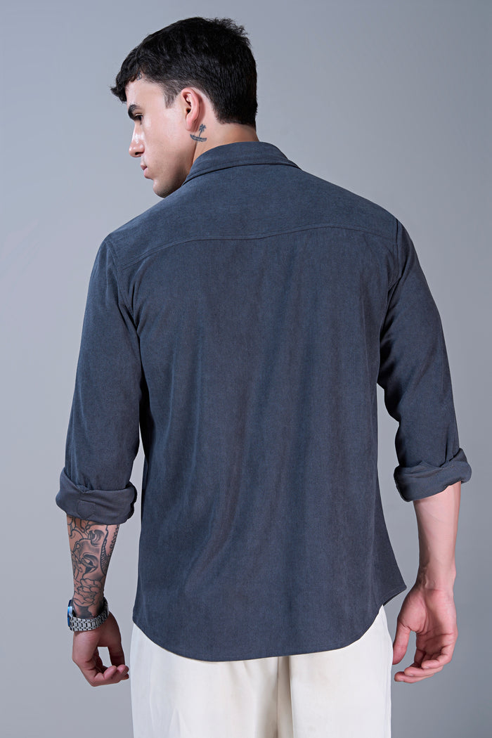 Teal Navy - Corduroy Shirt
