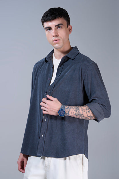Teal Navy - Corduroy Shirt