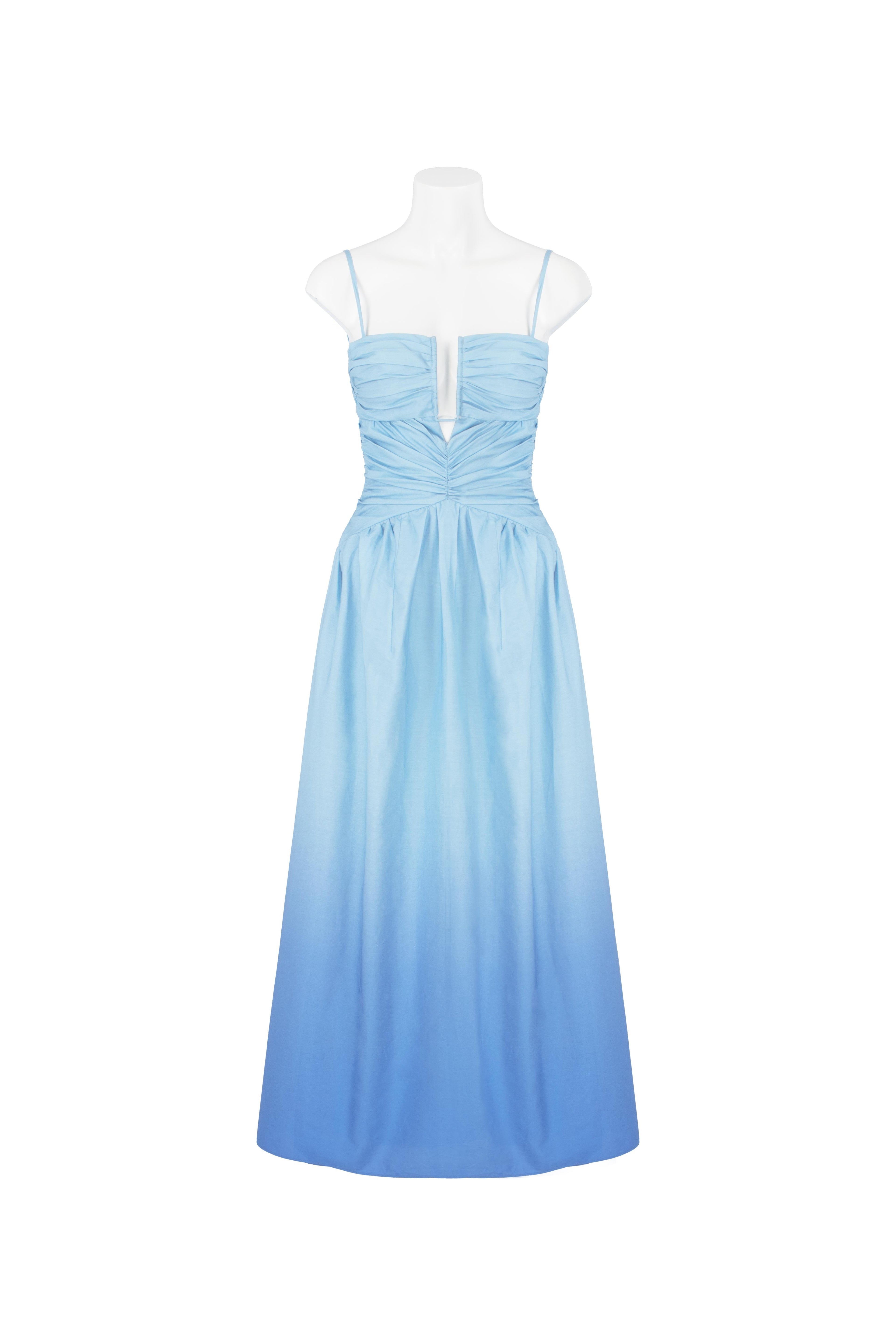 Summer-Sky Blue Gradient Maxi Dress