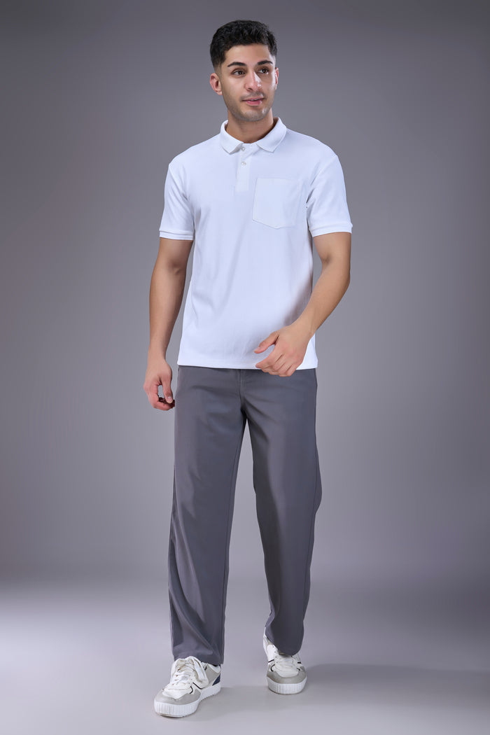 White - Structure Knit Pocket Polo