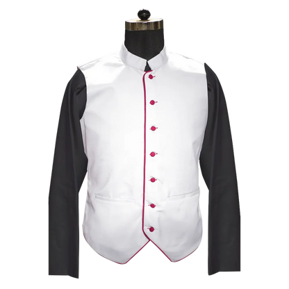 White Clergy Vest with trims