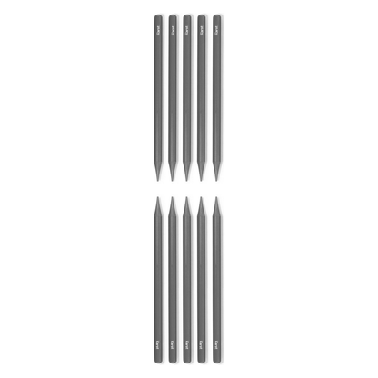 Ten Karst woodless graphite pencils arranged in two neat vertical rows, each pencil sharpened at both ends and displayed on a clean white background.